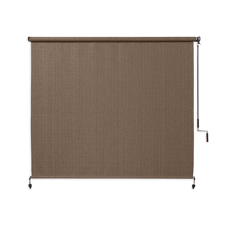 Outdoor Roller Shades in Walnut with Removable Wand