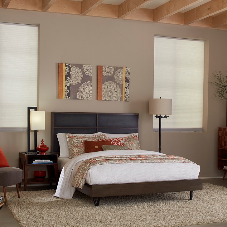 Bring the middle rail down to the bottom of the window to allow light to enter your bedroom. Color: Cloud 2G001