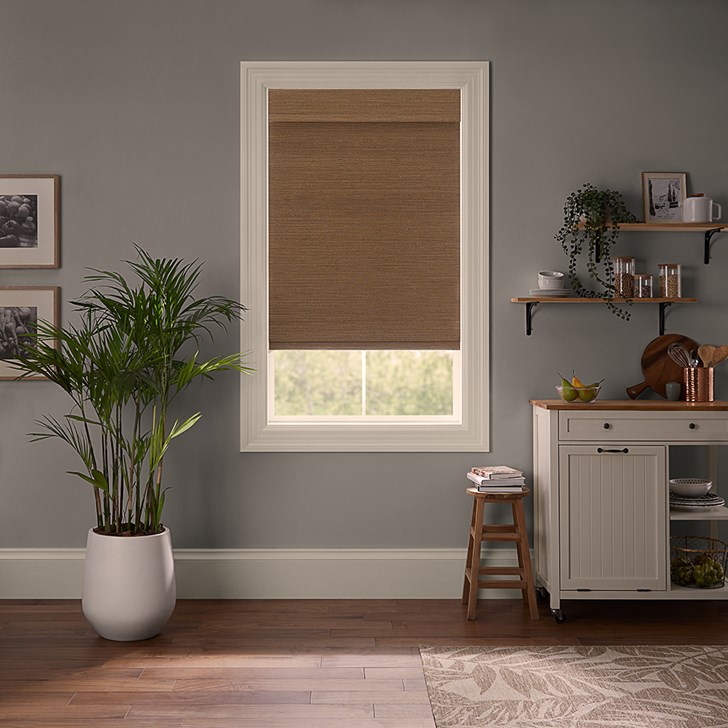 Color: Barcelona Sienna JUB014; Lift: Cordless; Light Control: Blackout Liner (Attached); Headrail: Flat