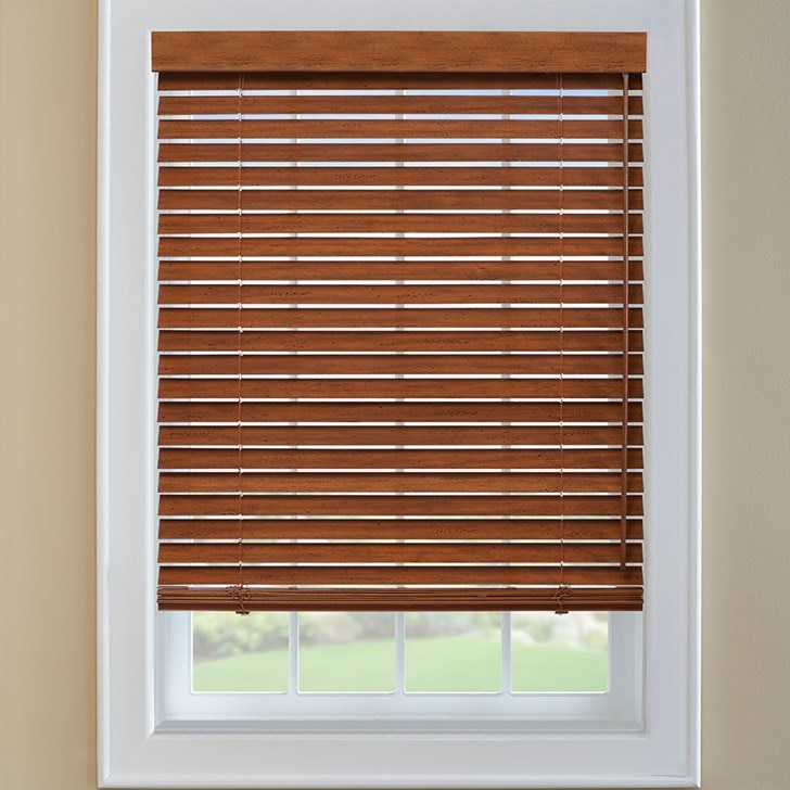 Shown in color Brandy 12081338 with cordless lift and wand tilt, inside mount