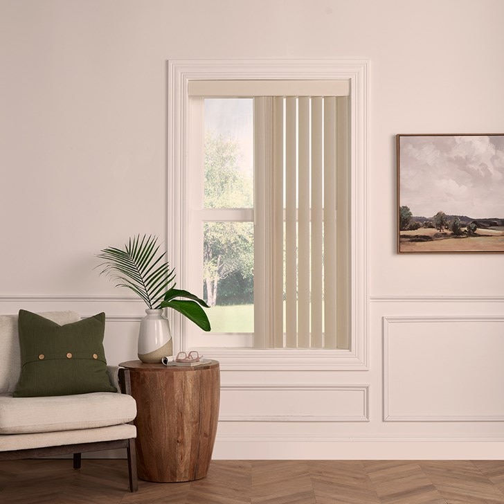 Color: Corly Beige CO-1053; Stack: 1 Way; Headrail: Dustcover Valance