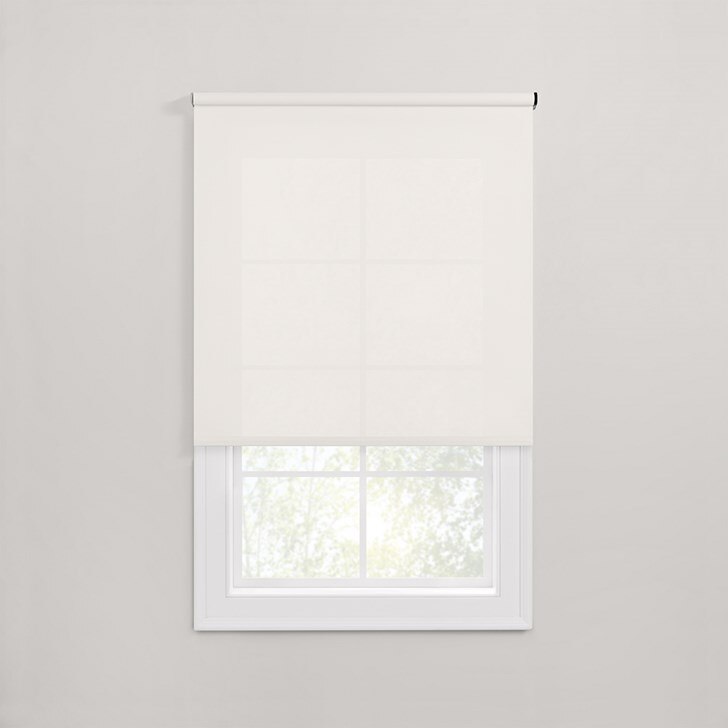 Motorized Light Filtering Roller Shades in the Simply White color.