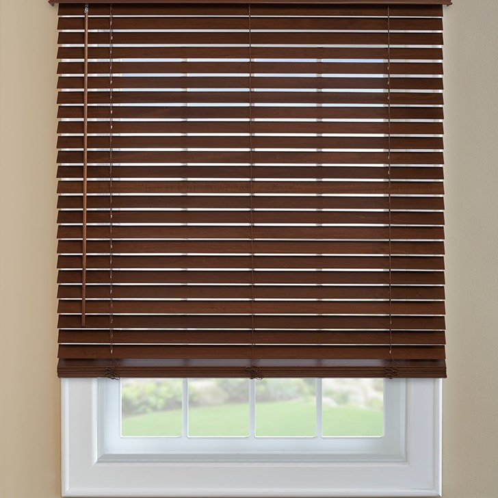 Shown in color Chestnut 12002777 with cordless lift and wand tilt, outside mount