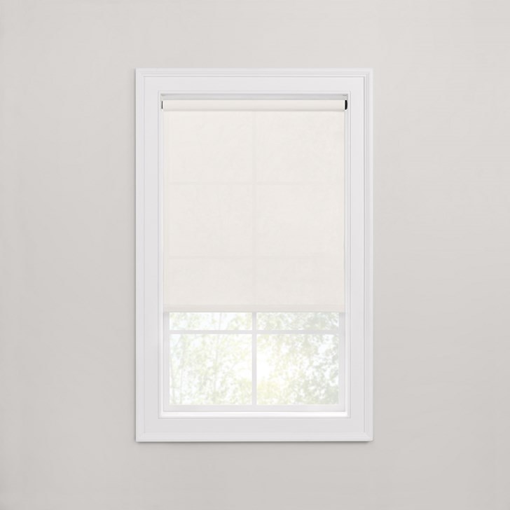 Motorized Light Filtering Roller Shades in the Simply White color.
