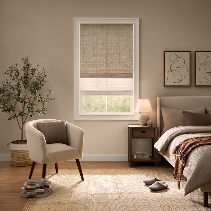 Color: Emerson Natural ZW21C; Lift: Cordless Bottom Up; Light Control: Movable Light Filtering Liner; Headrail: No Valance