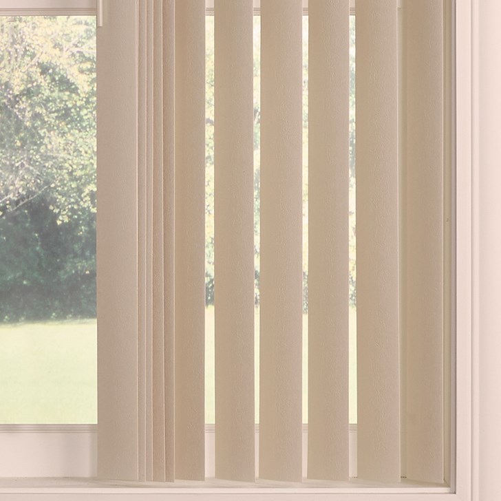 Color: Corly Beige CO-1053; Stack: 1 Way; Headrail: Dustcover Valance